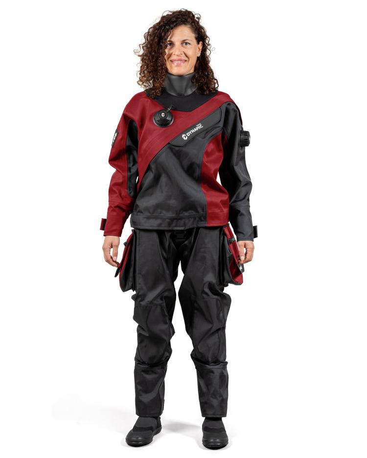 Women's DynamicNord RS-352 drysuit in Black/Burgundy