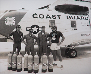 Bret Gilliam with USCG crew, Caribbean, 1977