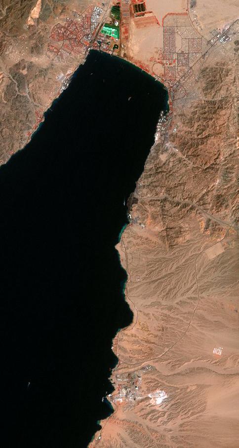 Satellite map of Jordans Red sea coasts