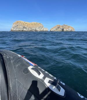 View of Las Catalinas Islands from RIB dive boat