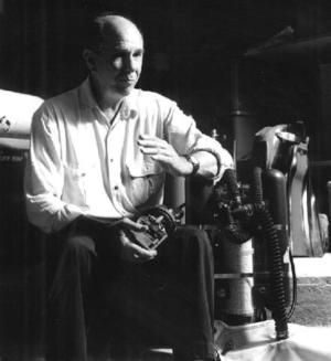 Dr Walter Stark with Electrolung rebreather