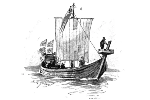 A cog typical of Hansa ships in the 13th century. Illustration by Willy Stöwer after impressions from a seal of the city of Elbing