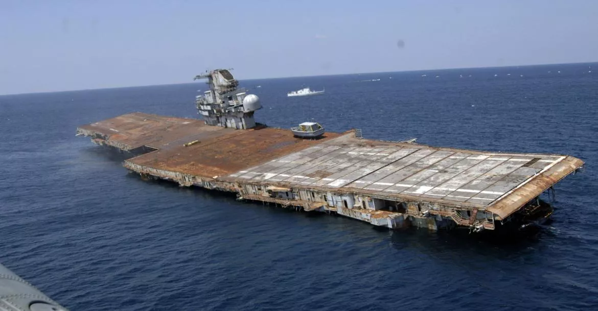 The ex-Oriskany, a decommissioned aircraft carrier, was sunk 24 miles off the coast of Pensacola, Fla., on 17 May 2006 to form an artificial reef