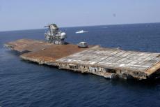 The ex-Oriskany, a decommissioned aircraft carrier, was sunk 24 miles off the coast of Pensacola, Fla., on 17 May 2006 to form an artificial reef