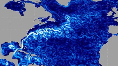 The Gulf stream current and its speed