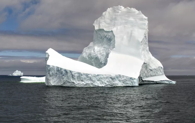 Sculptural iceberg photographed while leaving South Georgia