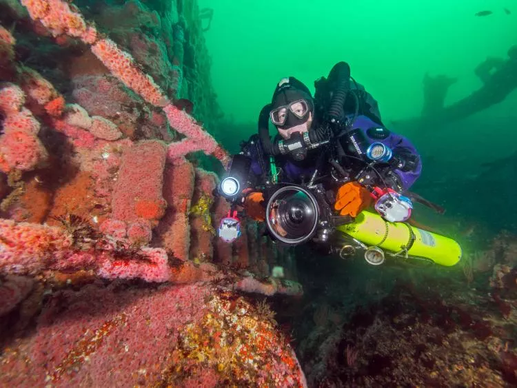 Tech diver on wreck
