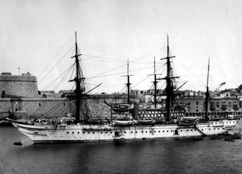 HMS Tamar at Malta, ca 1882