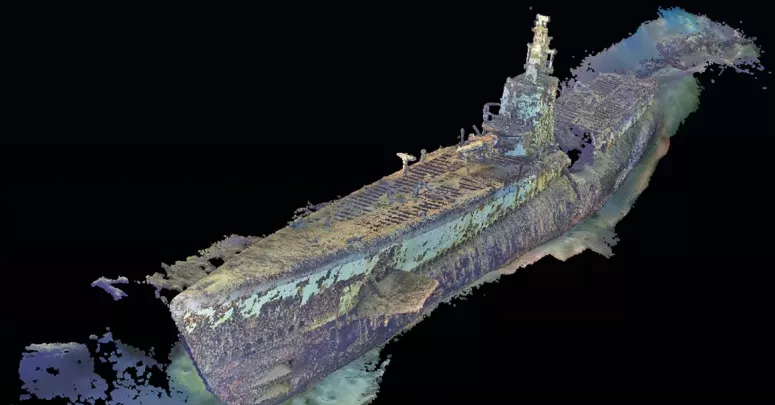 4D photogrammetry model of USS Harder (SS 257) wreck site by The Lost 52 Project.